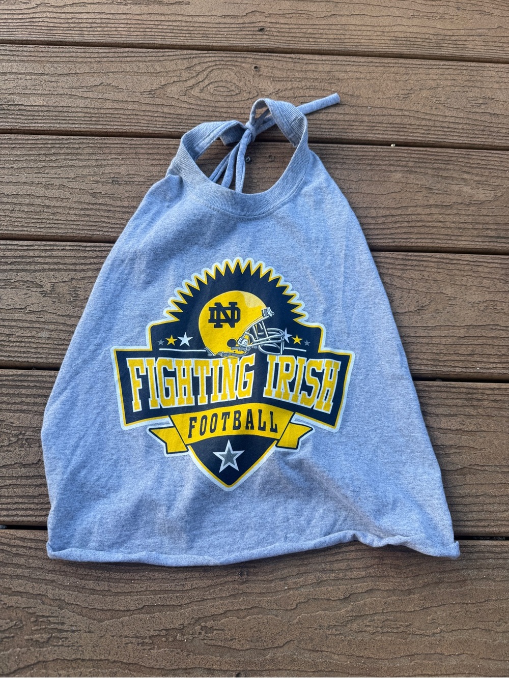 Notre Dame Halter Crop Top - Gray & Yellow